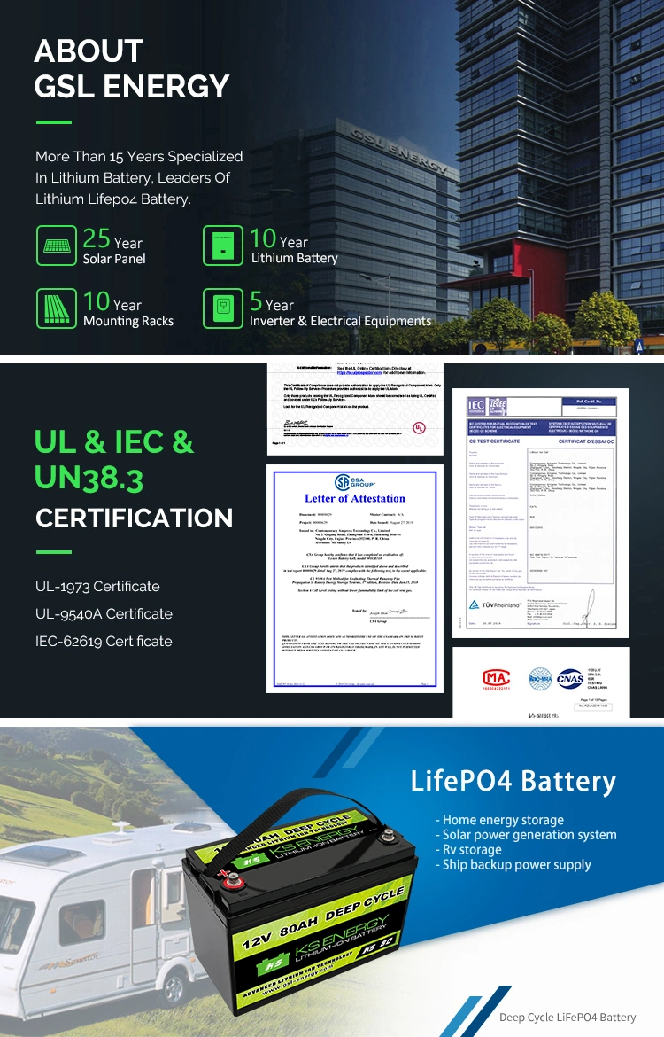 Rechargeable LiFePO4 12V 80ah 100ah 120ah 200ah 300ah Lithium Li Ion Battery Pack >3000 Cycles for Solar/UPS/Motorhome/EV