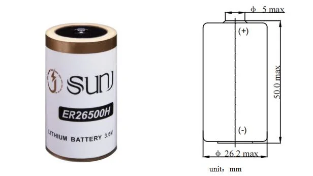 Primary Battery Er26500 Lithium Cell 3.6V 8500mAh C Type PLC GPS Water Meter Control in Li-ion Battery