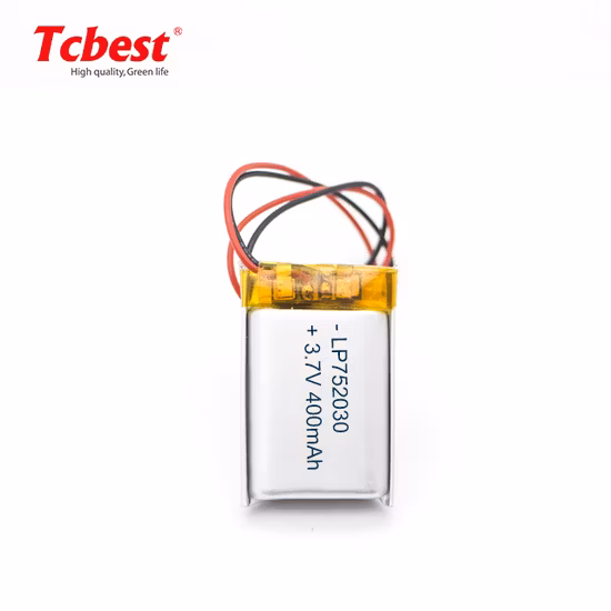Tcbest batería recargable de polímero de litio Li-ion Lp 752030 3,7 V 400 mAh celdas para dispositivo GPS